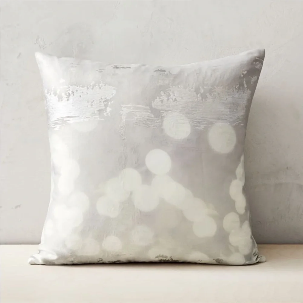 2 NWT WEST ELM silver metallic abstract pillow cover (set of 2 ) 24x24
